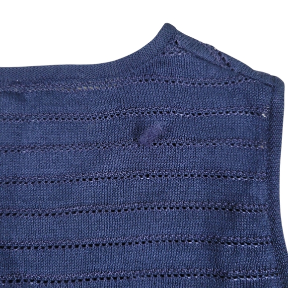 Giorgio Armani Le Collezioni Top Womens 10 Navy Blue Sleeveless Tank Knit Cotton - Picture 4 of 8